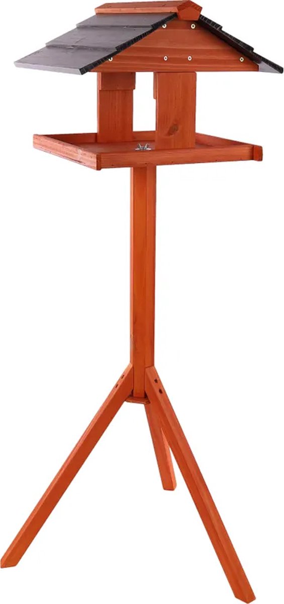 Flamingo voederhuis met staander reykjavik hout – 42cm l x 40.5cm b x 118cm h, gemaakt van dennenhout, waterbestendig, sterk en duurzaam