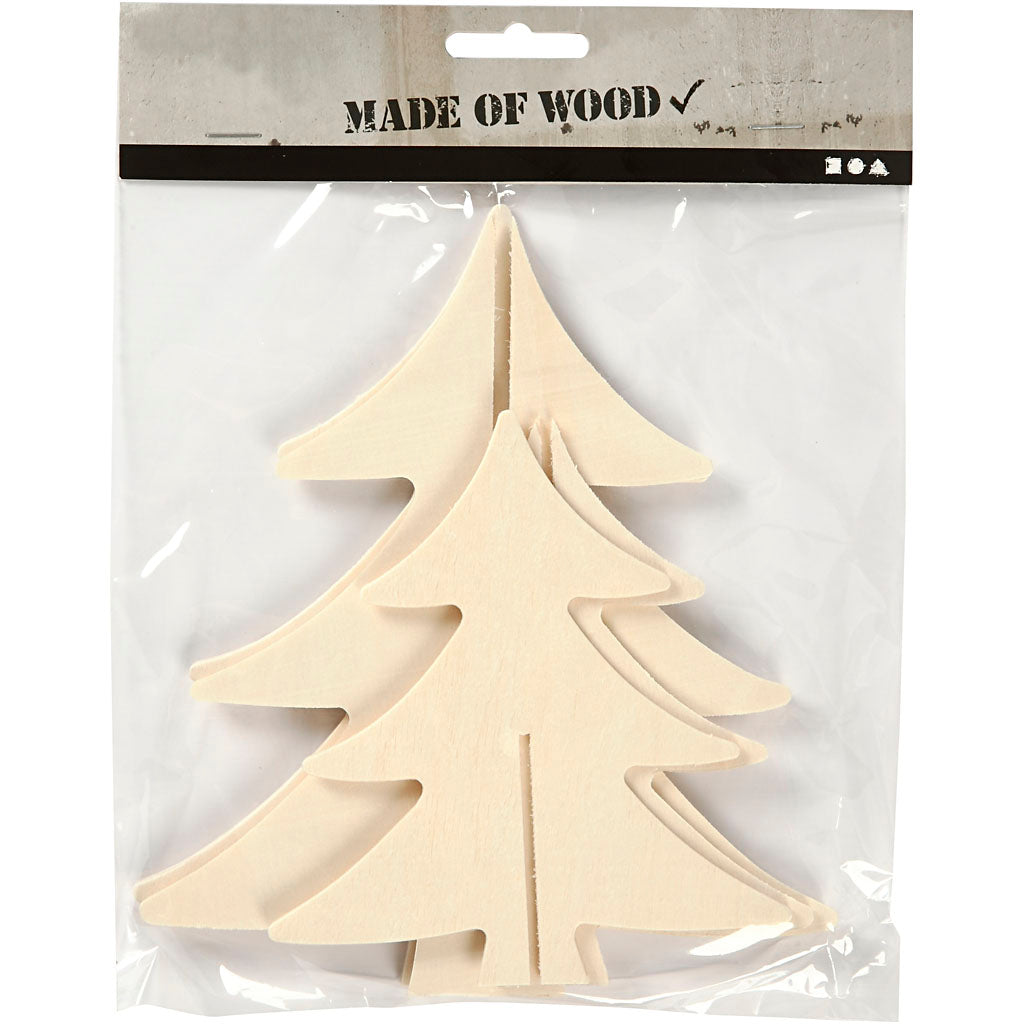Creativ Company Dekorieren Sie Ihre 3D-Weihnachtsbäume aus Holz, 2 Stück.