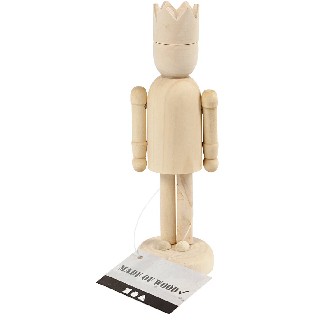 Creativ company houten figuur met kroon, 13cm