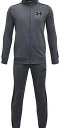 Under armour ua rival knit track suit-gry jongens trainingspak - pitch grijs - zwart