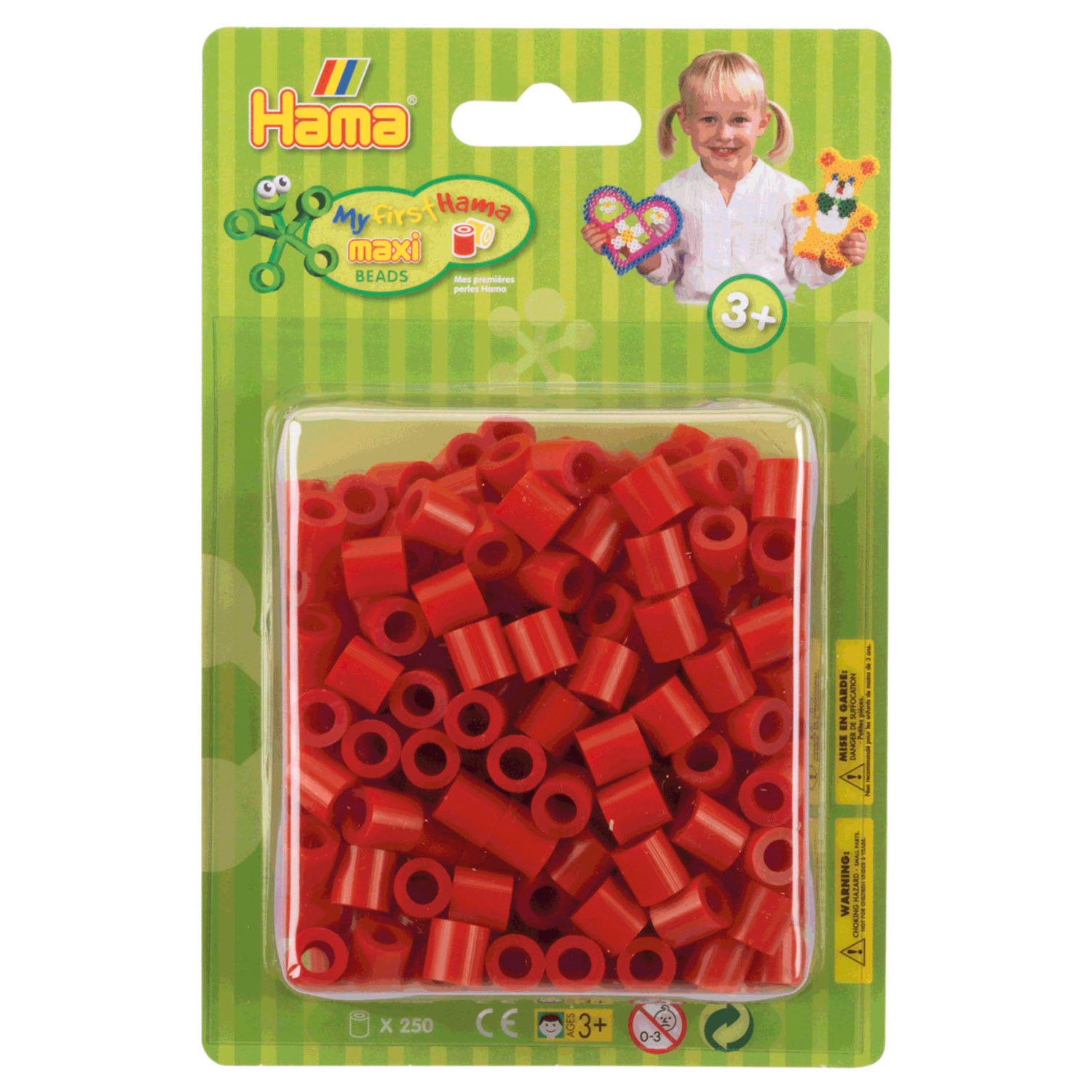Hama Maxi Bügelperlen rot, 250 Stück.