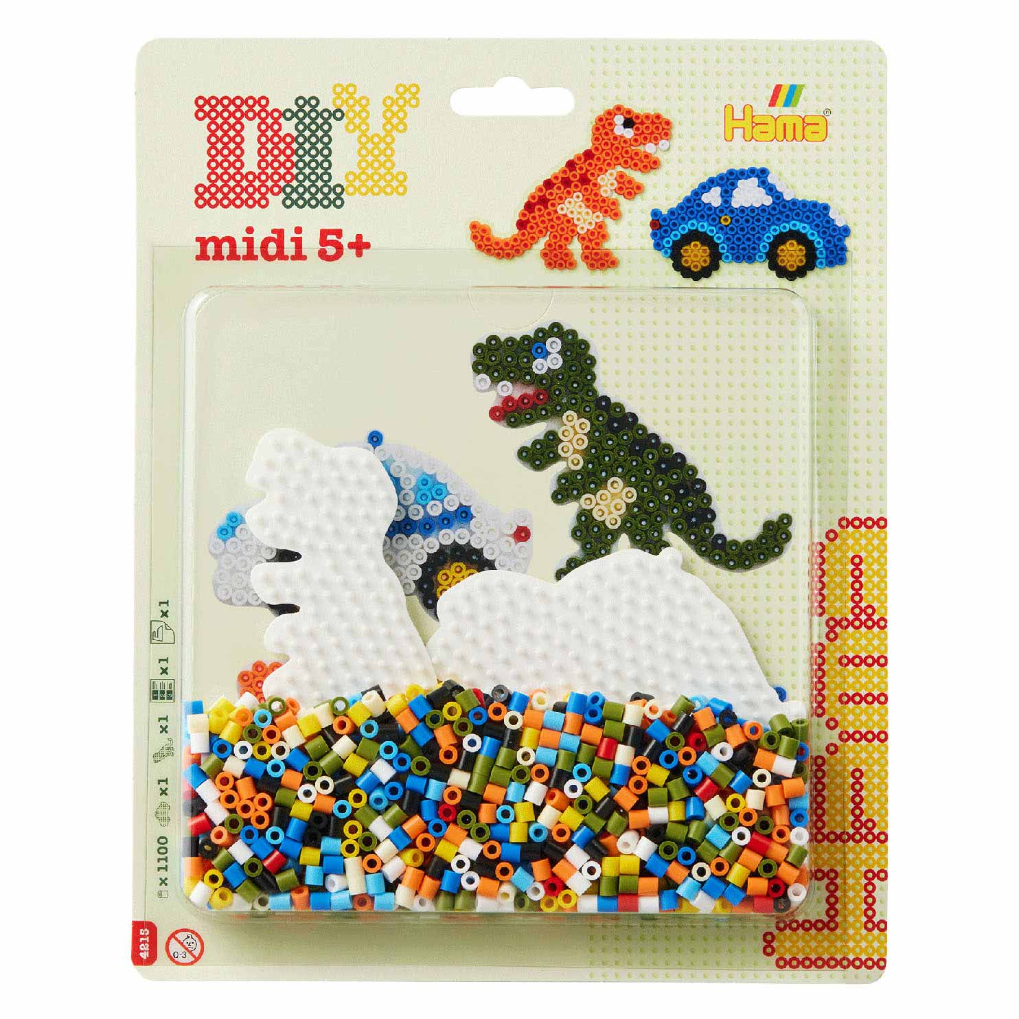 Hama Midi Bügelperlen-Set Dino, 1100 Stück.