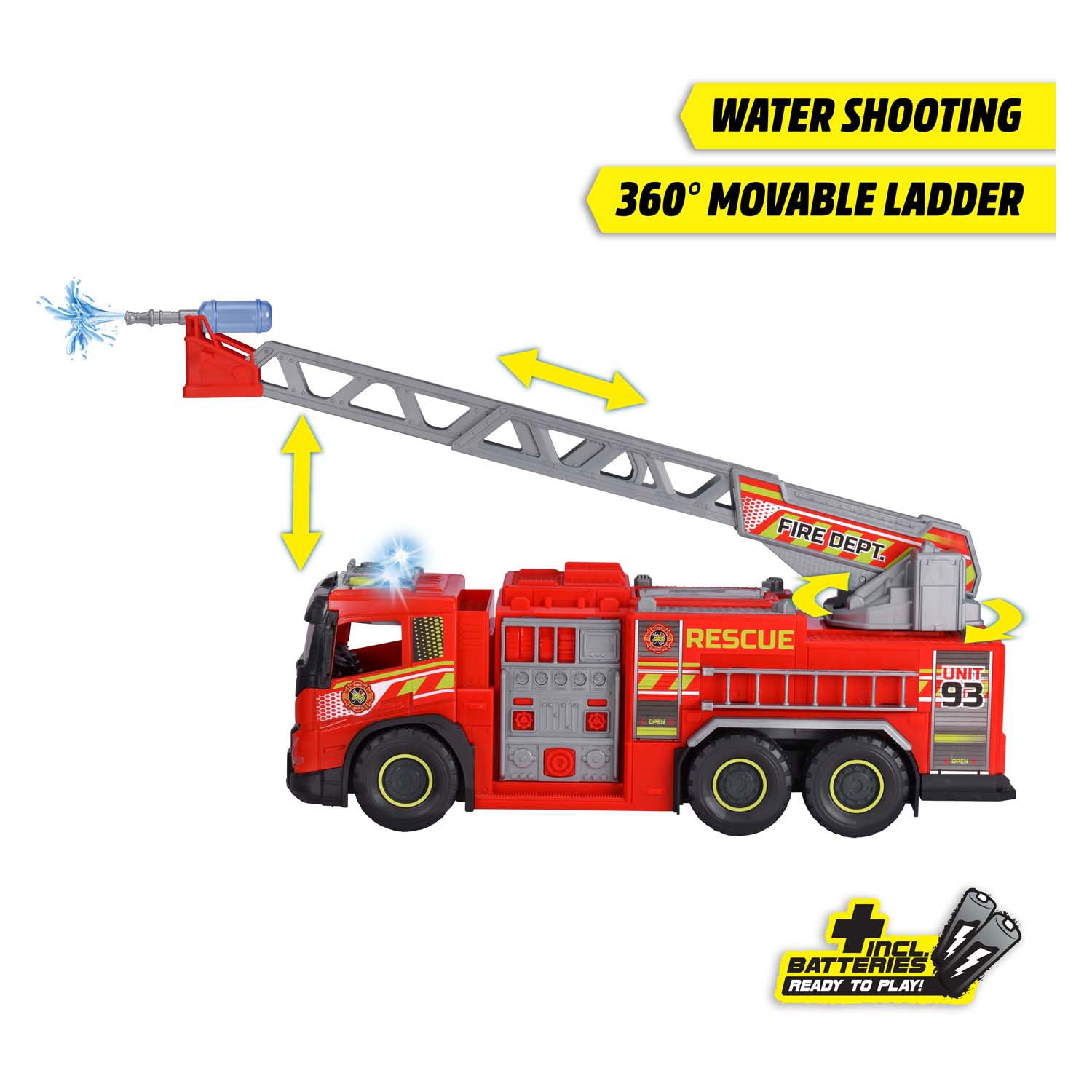 Dickie toys - volvo giant fire truck - brandweerwagen - licht en geluid - hulpdiensten - vanaf 3 jaar