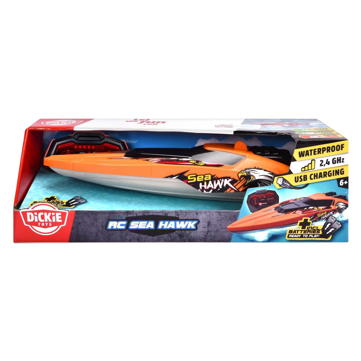 Dickie toys - rc sea hawk - bestuurbare speedboot - afstandsbediening - vanaf 6 jaar