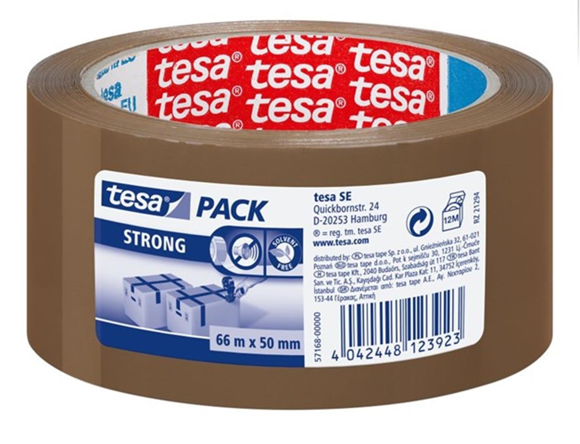 Tesa verpakkingstape 66mx50mm bruin 6st