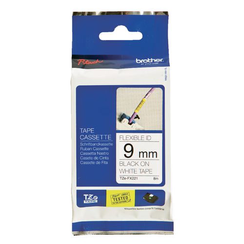 Brother labeltape tzefx221 9mmx8m zwart wit