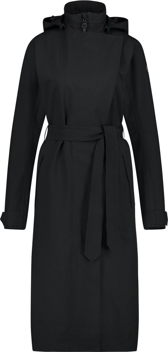Agu trench coat long regenjas dames waterdicht - zwart - waterkolom 5.000 mm - afneembare capuchon l