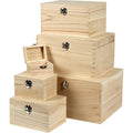 Creotime set houten dozen, h: 5+7+9+11+13+15 cm, l: 8+11,8+15,8+20+24+27,7 cm, b: 5,8+8,8+12+15+18+21 cm, keizerin boom, 6 stuk