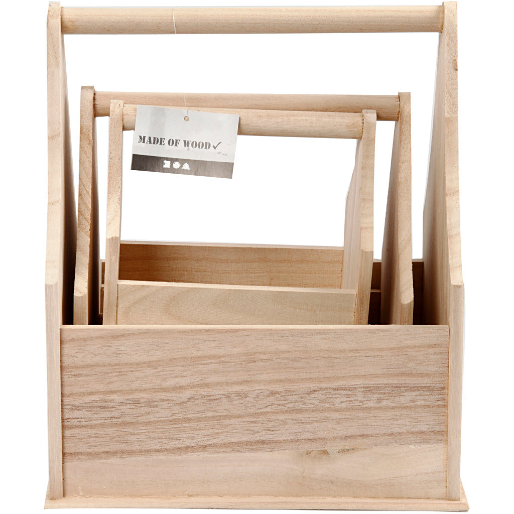 Creotime flessenhouder, grootste maat 24x17,5x28 cm, keizerin boom, 3 assorti