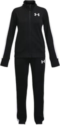 Under armour ua rival knit track suit-blk meisjes trainingspak - zwart - wit