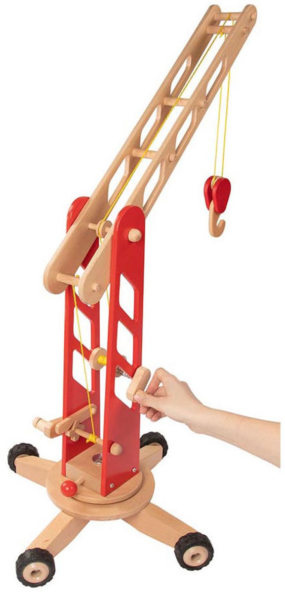 Goki Holzhahn auf Rädern rot