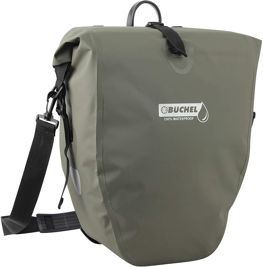 Büchel Einzel-Fahrradtasche, 100 % wasserdicht, 25,4 Liter – Olivgrün