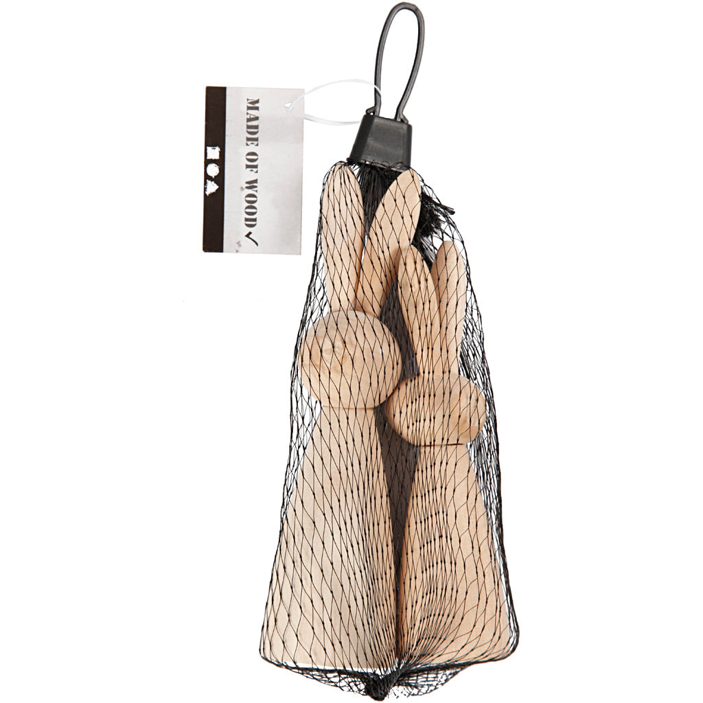 Creativ company houten konijnen, h: 12+14 cm, 2 stuks, populier