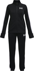 Under armour ua rival knit track suit-blk meisjes trainingspak - zwart - wit