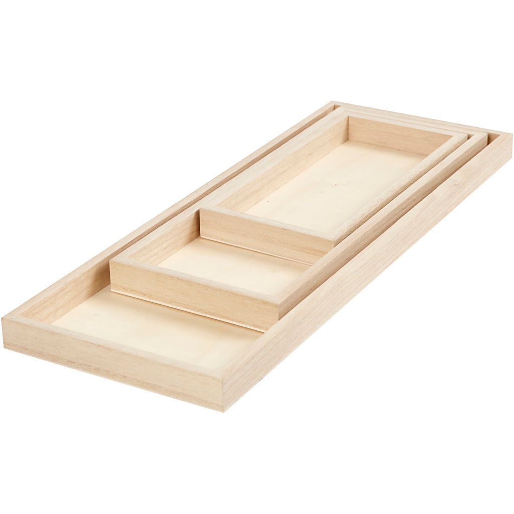 Creativ company dienbladen, l: 20+30+40 cm, b: 10+15+15 cm, 3 stuks, keizerin boom