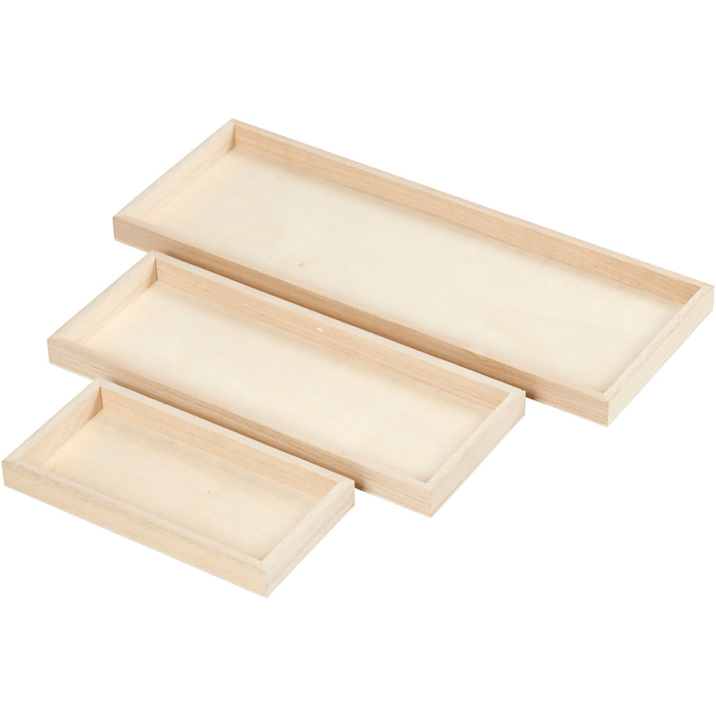 Creativ company dienbladen, l: 20+30+40 cm, b: 10+15+15 cm, 3 stuks, keizerin boom