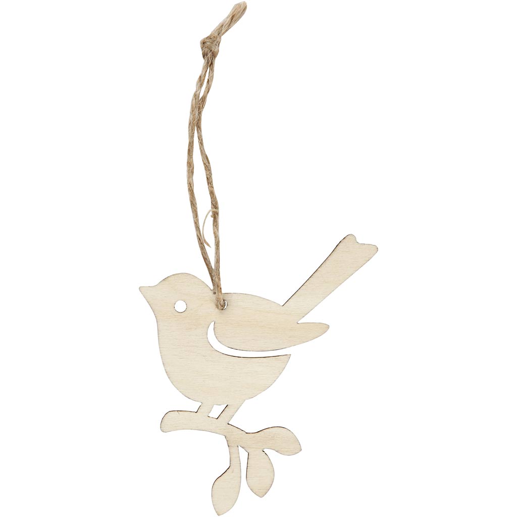Creativ Company Holzvogel-Anhänger, 5er-Set