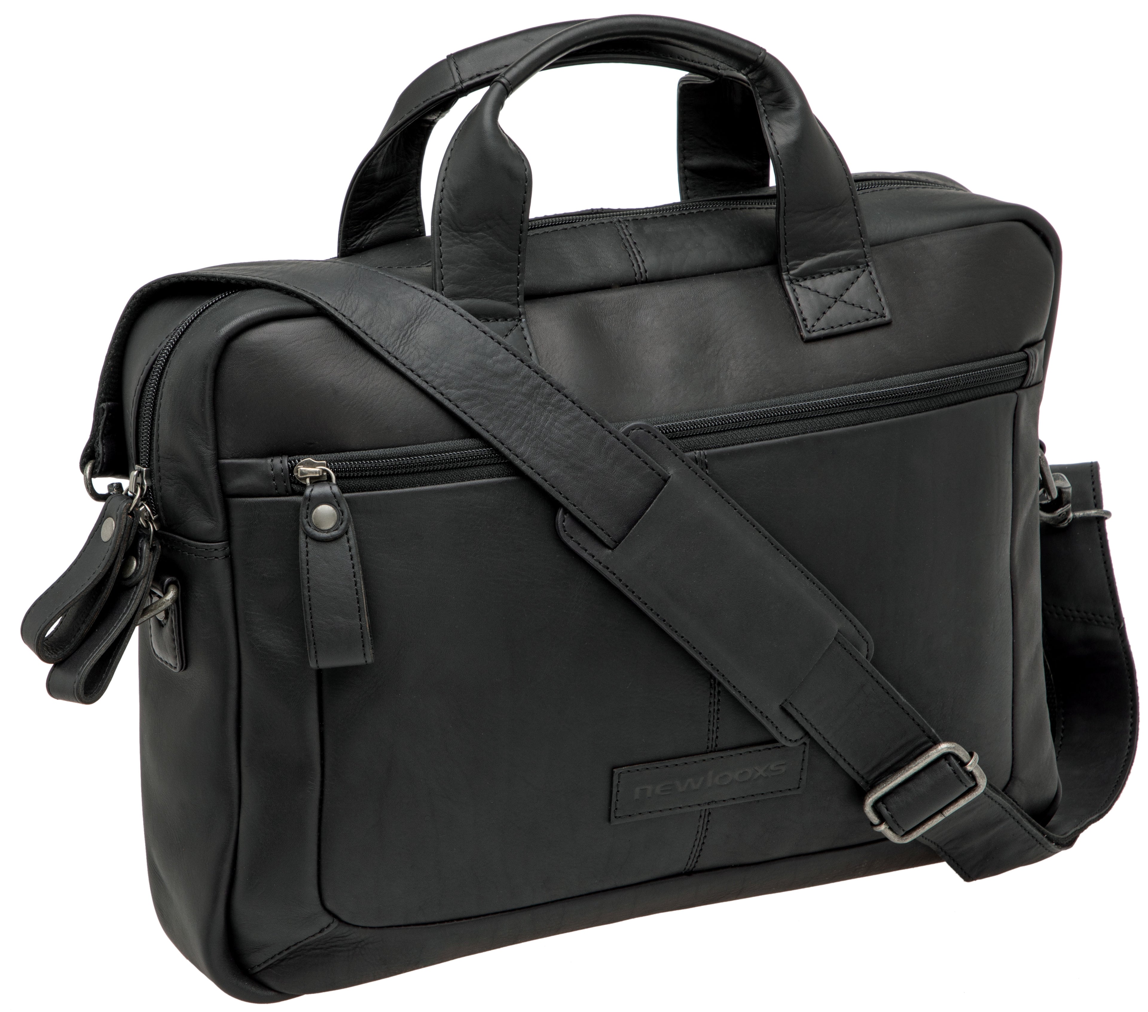 Neue Looxs Laptoptasche Luko aus Leder, 7,5 l, schwarz