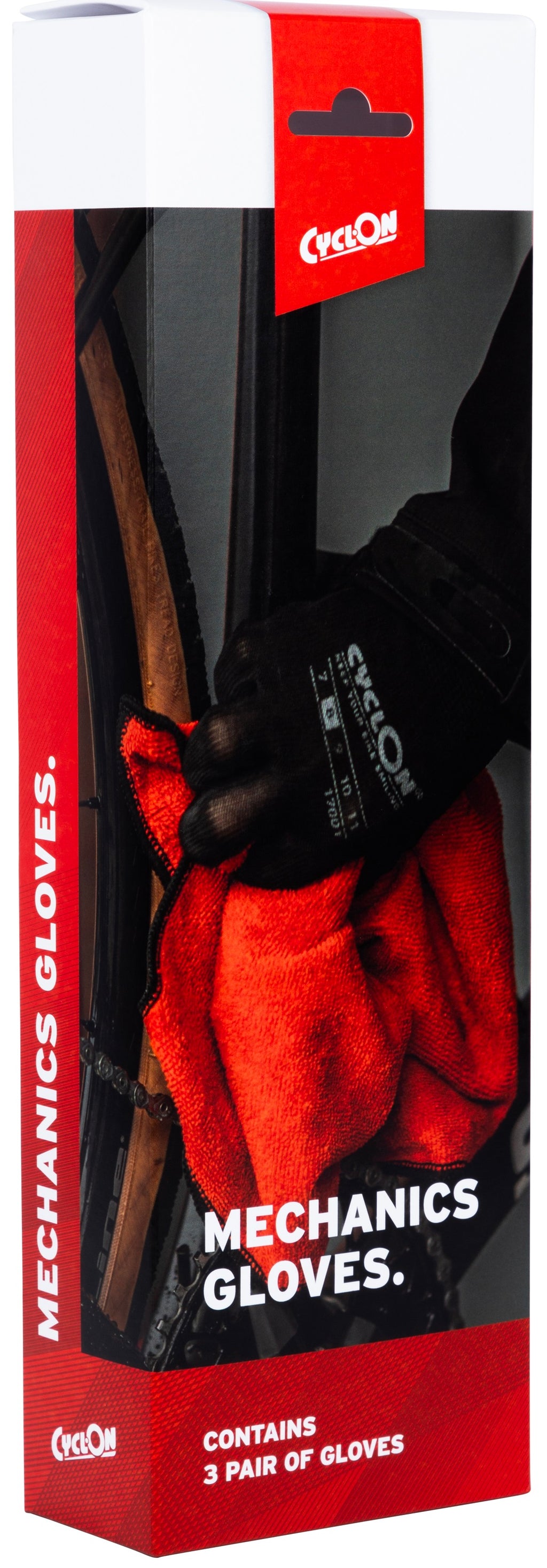 Cyclon montagehandschoenen m8 nylon pu zwart rood (20pr)