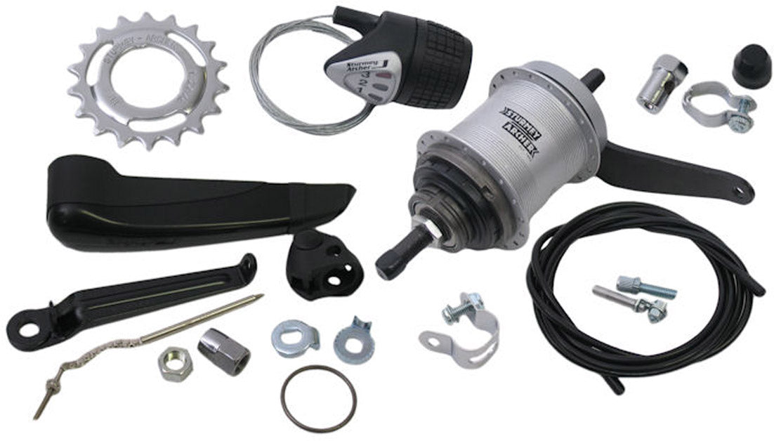 3-Gang-Nabenschaltung Sturmey Archer AWC mit Rücktrittbremse – komplett mit Schalthebel