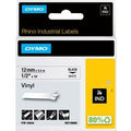 Tape gekleurd vinyl rhino dymo 12mmx5,5m zwart wit