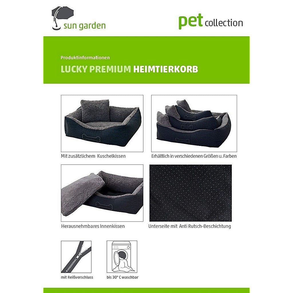 Sun garden luxe hondenmand lucky + kussen 59x67x20cm grijs