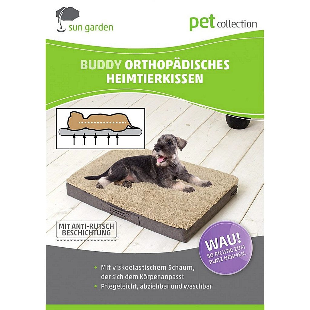 Sun garden buddy orthopedisch hondenkussen 120x72x10cm grijs antraciet