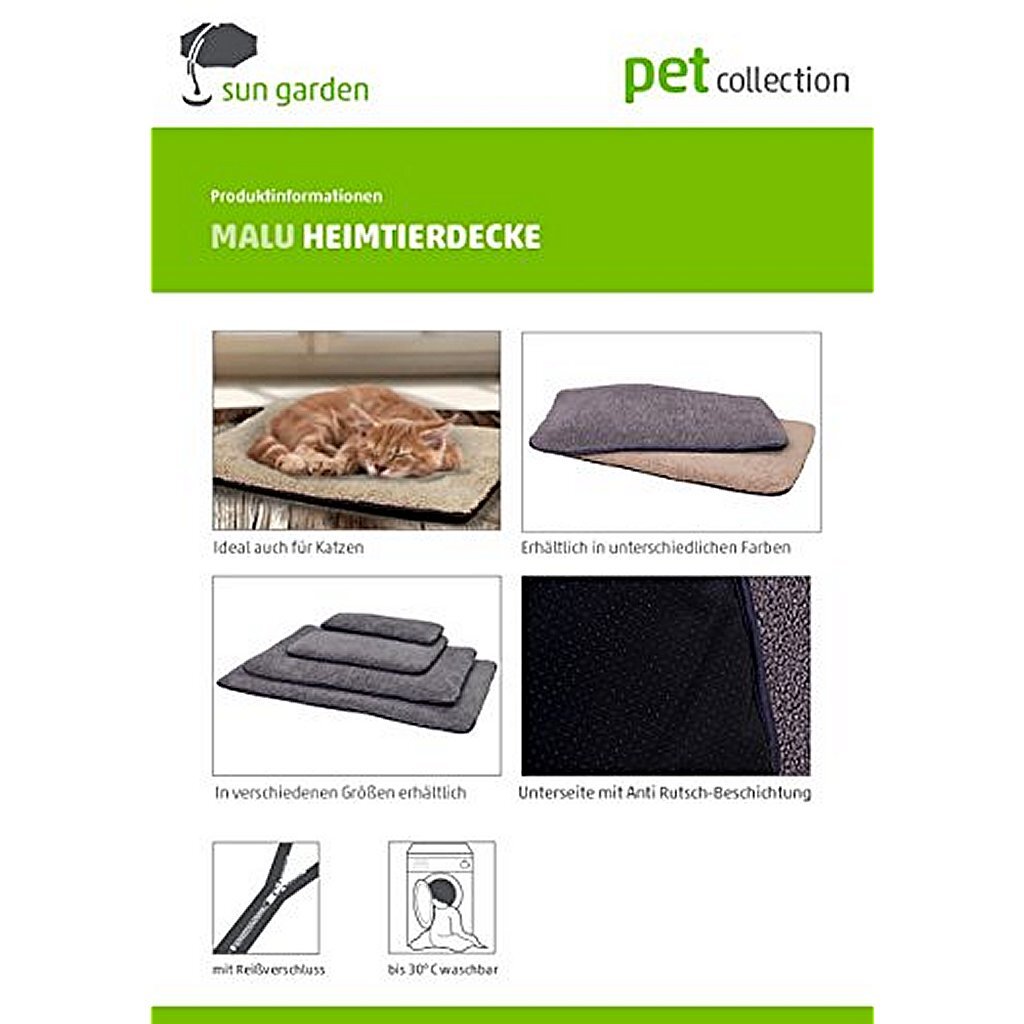 Sun garden malu honden- en kattenkleed 50x30x5 cm grijs