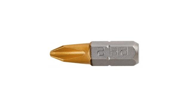 Graphitbohrer PH2 25 mm S2 Zinn 2 auf einer Blisterverpackung
