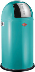 Wesco pushboy prullenbak | 50 liter | metaal - turkoois | vuilnisbak - made in germany