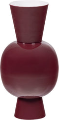 Woood auri vaas 20 cm - metaal - hoogglans wijnrood - 38x20x20