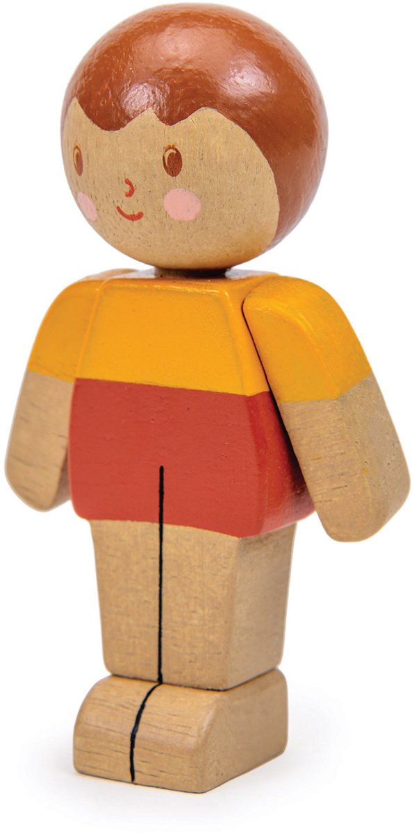 Tender leaf popjes familie - caramel jongen - 4,90x3x8,60cm - hout - 3 jaar
