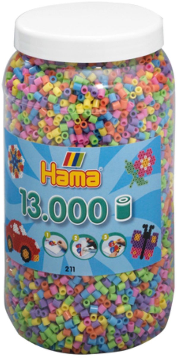 Hama Midi Bügelperlen im Glas - Pastellmischung (050), 13.000 Stück.