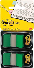 Post-it â® index standaard duo pack, groen, 25.4 x 43.2 mm, 50 tabs dispenser