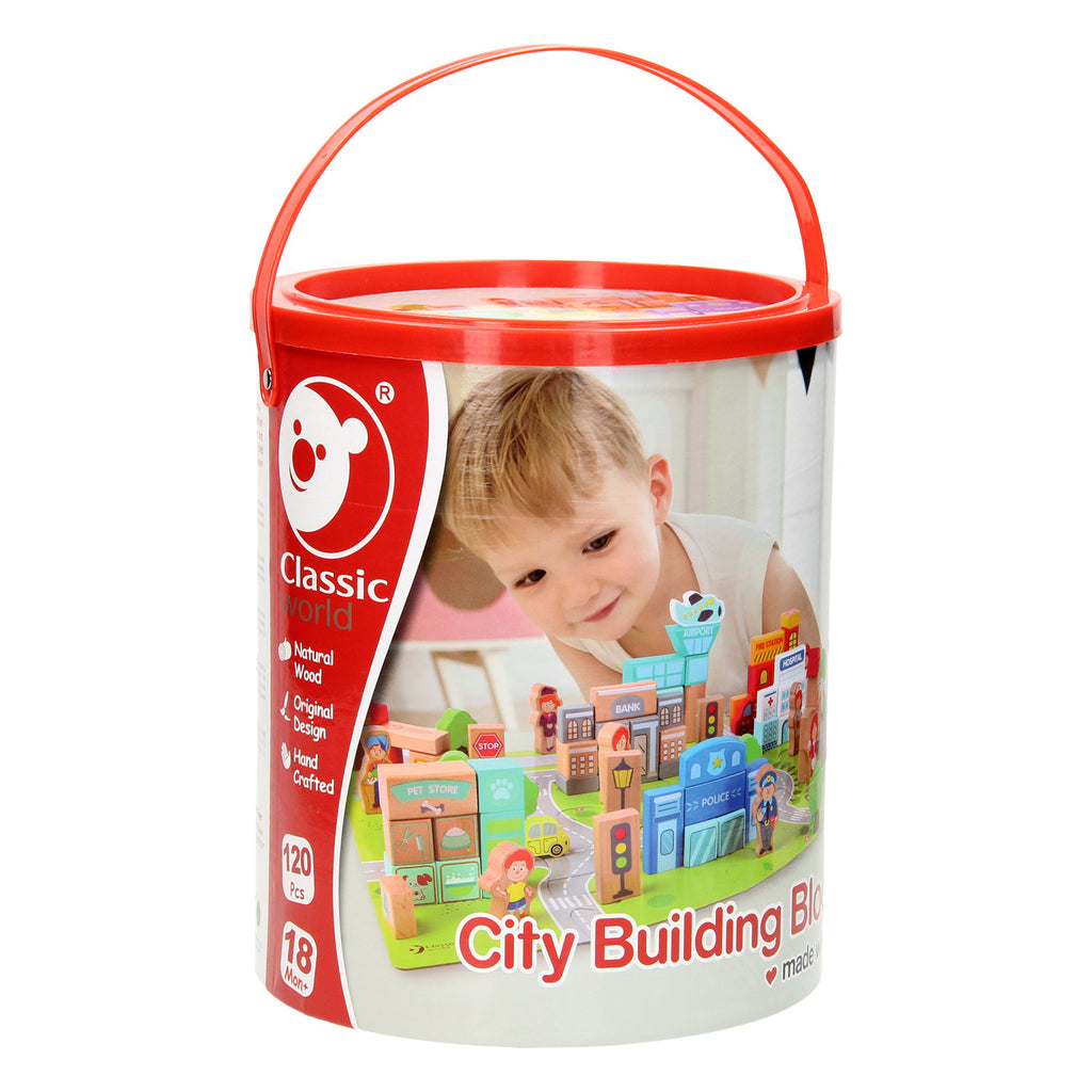 Classic world houten blokken stad, 120dlg.
