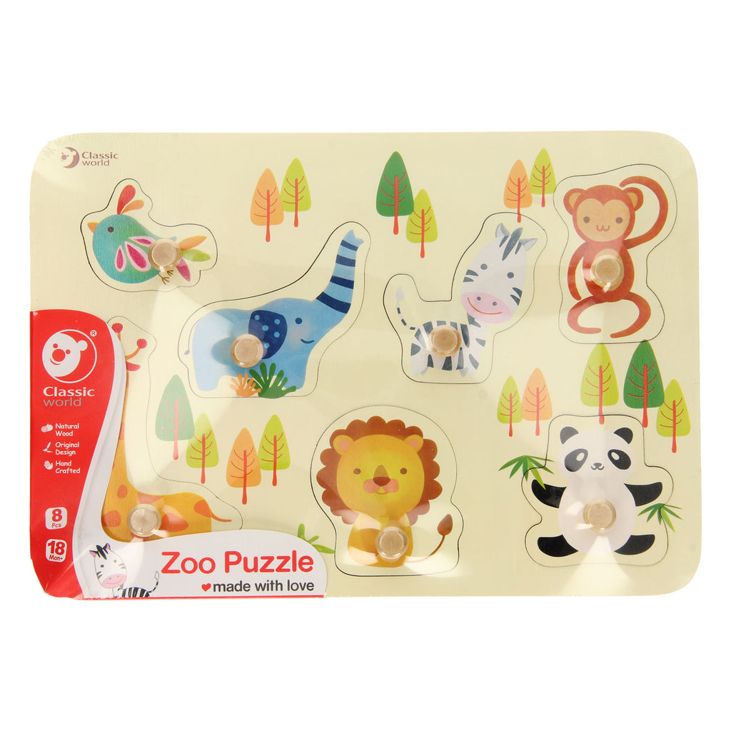 Klassisches World Holz-Steckpuzzle Wildtiere, 7-teilig.