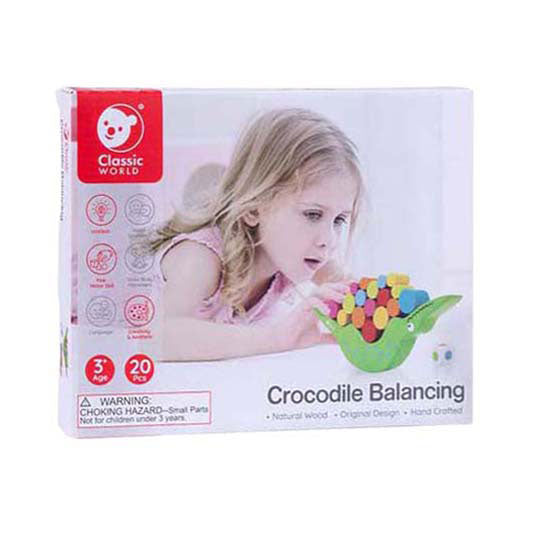 Classic world houten balansspel krokodil, 20dlg.