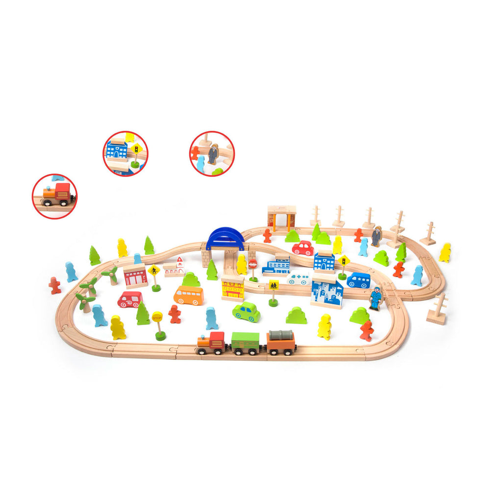 Classic world houten treinset, 110dlg.