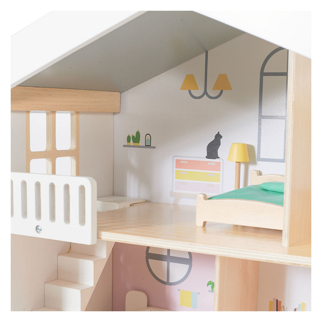 Classic world happy villa houten poppenhuis, 28dlg.
