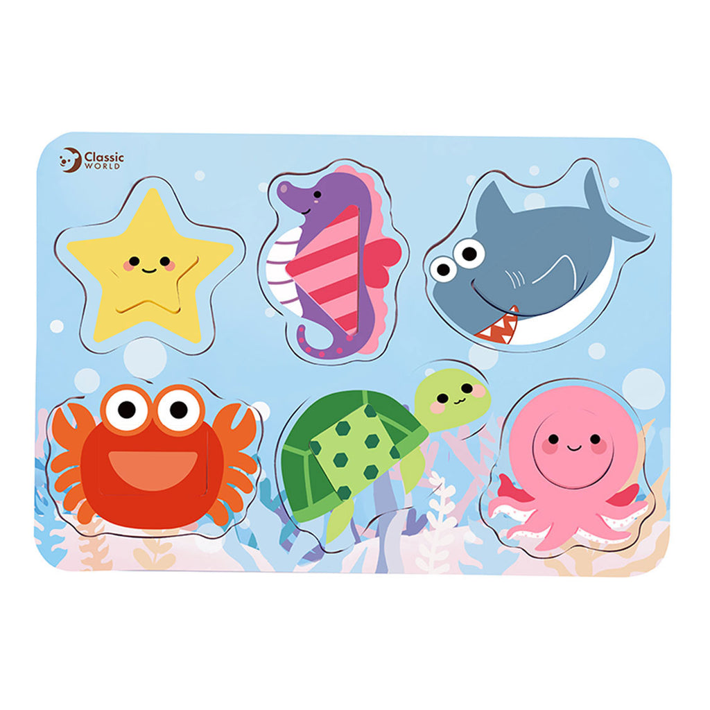 Classic world houten puzzel oceaan dieren, 13st.