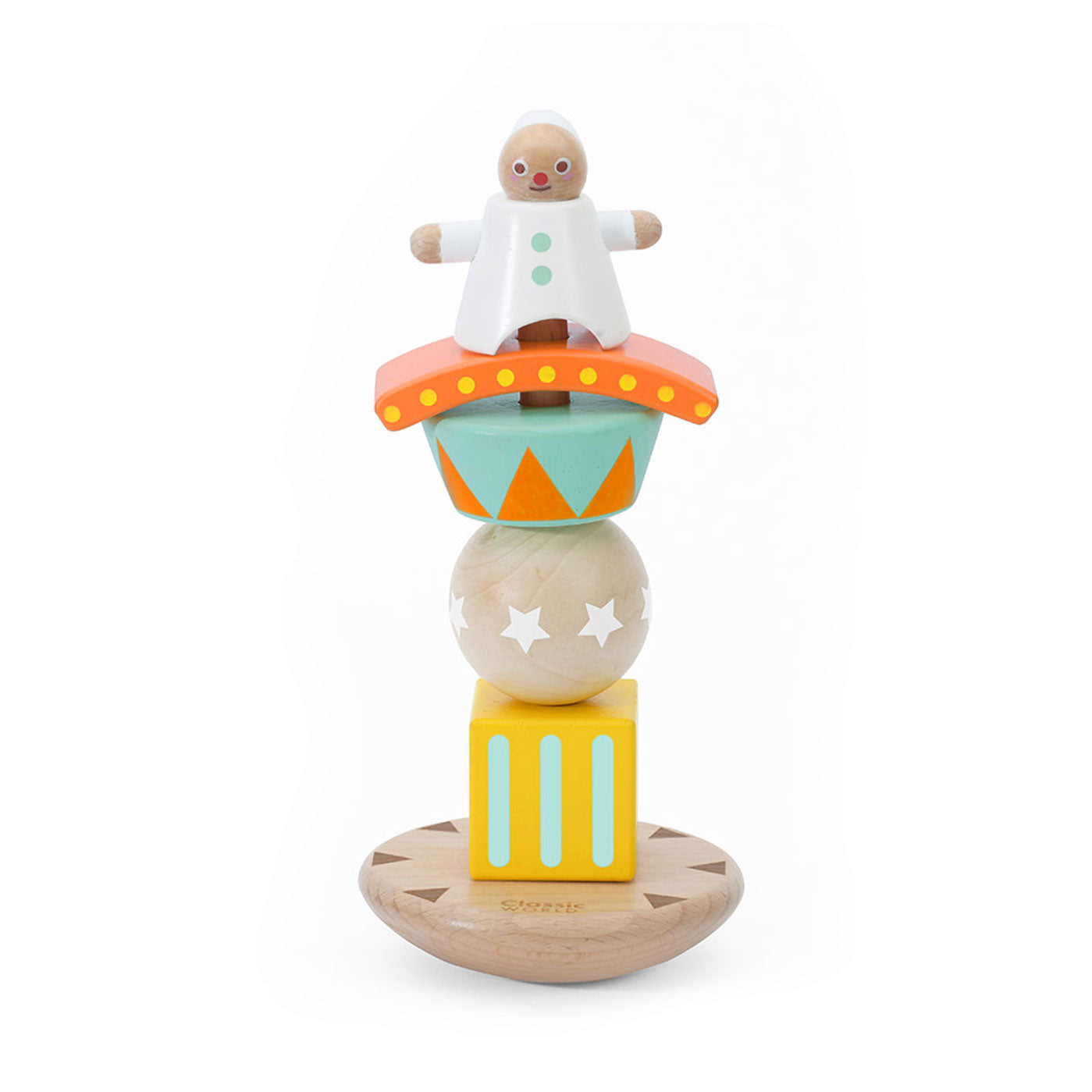 Classic world houten stapel en balansspel clown, 6dlg.