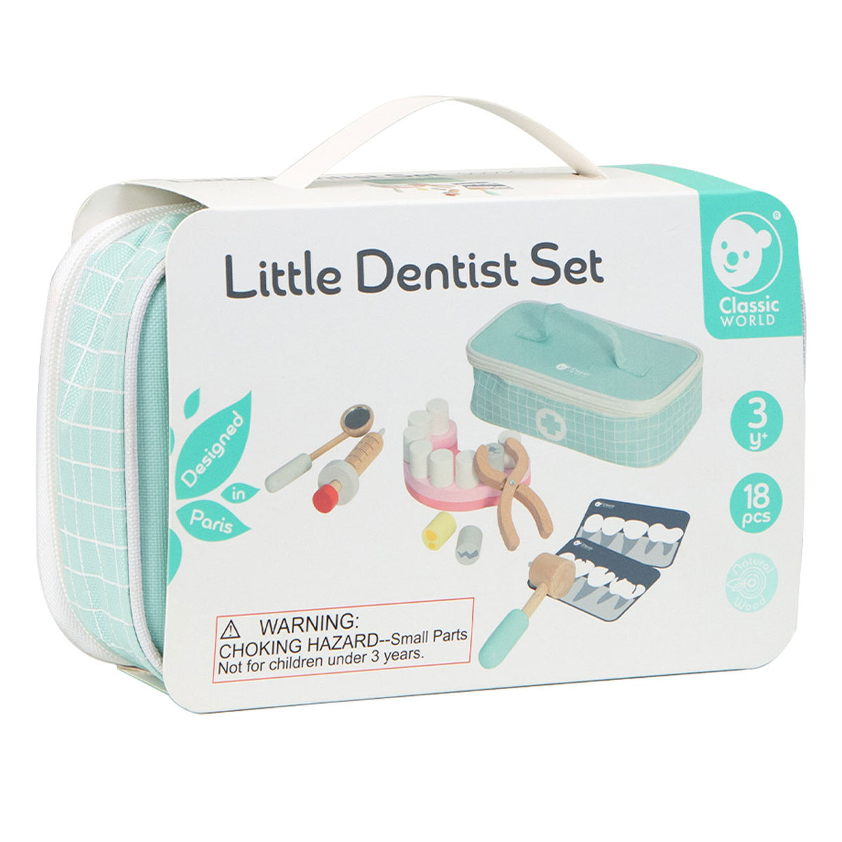 Classic world houten tandarts speelgoedset met opbergtas - educatief rollenspel.