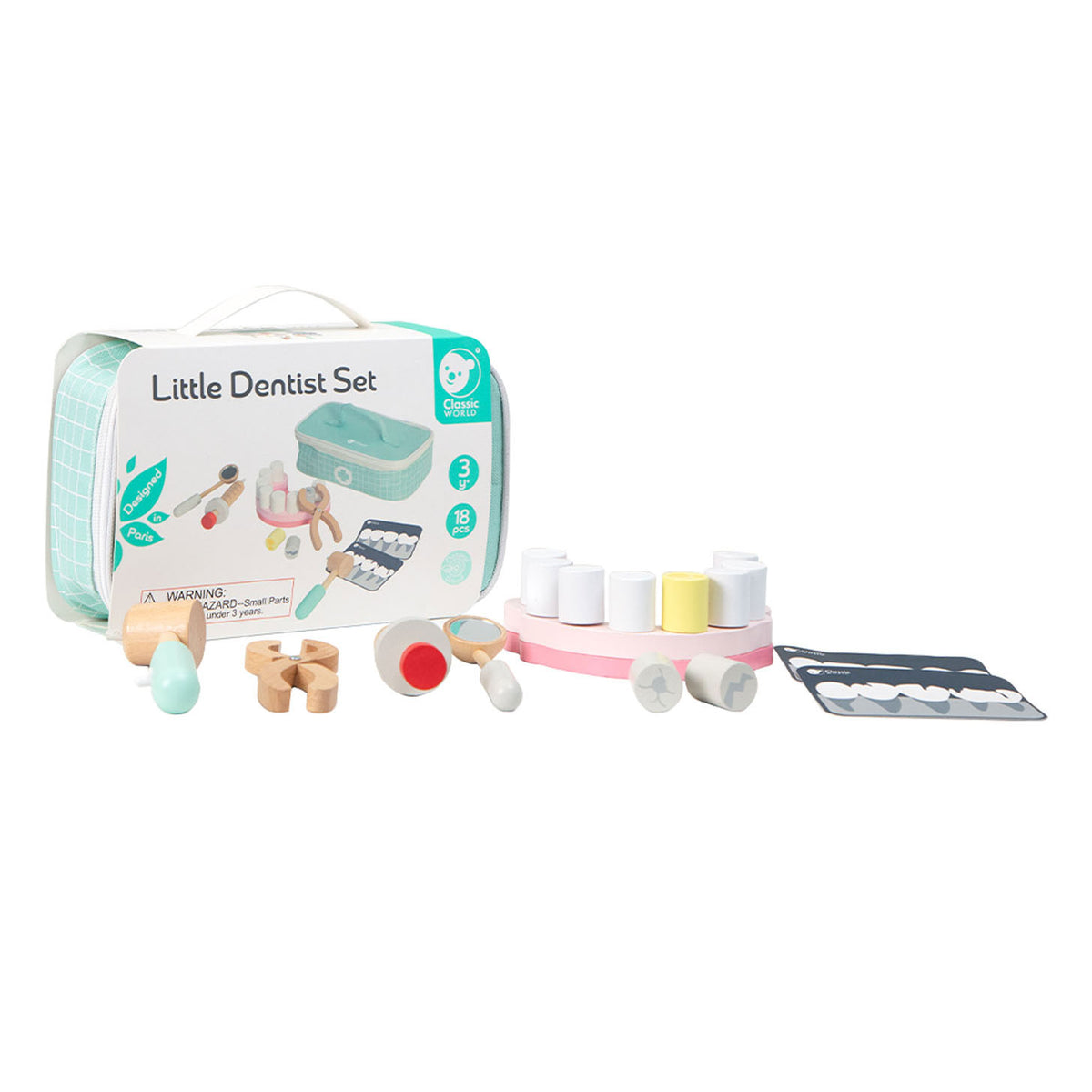 Classic world houten tandarts speelgoedset met opbergtas - educatief rollenspel.