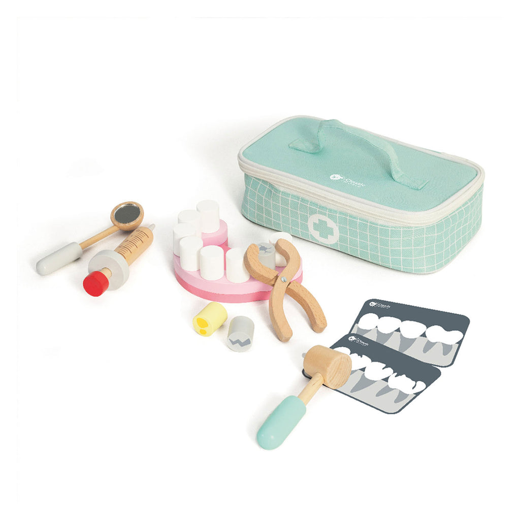 Classic world houten tandarts speelgoedset met opbergtas - educatief rollenspel.