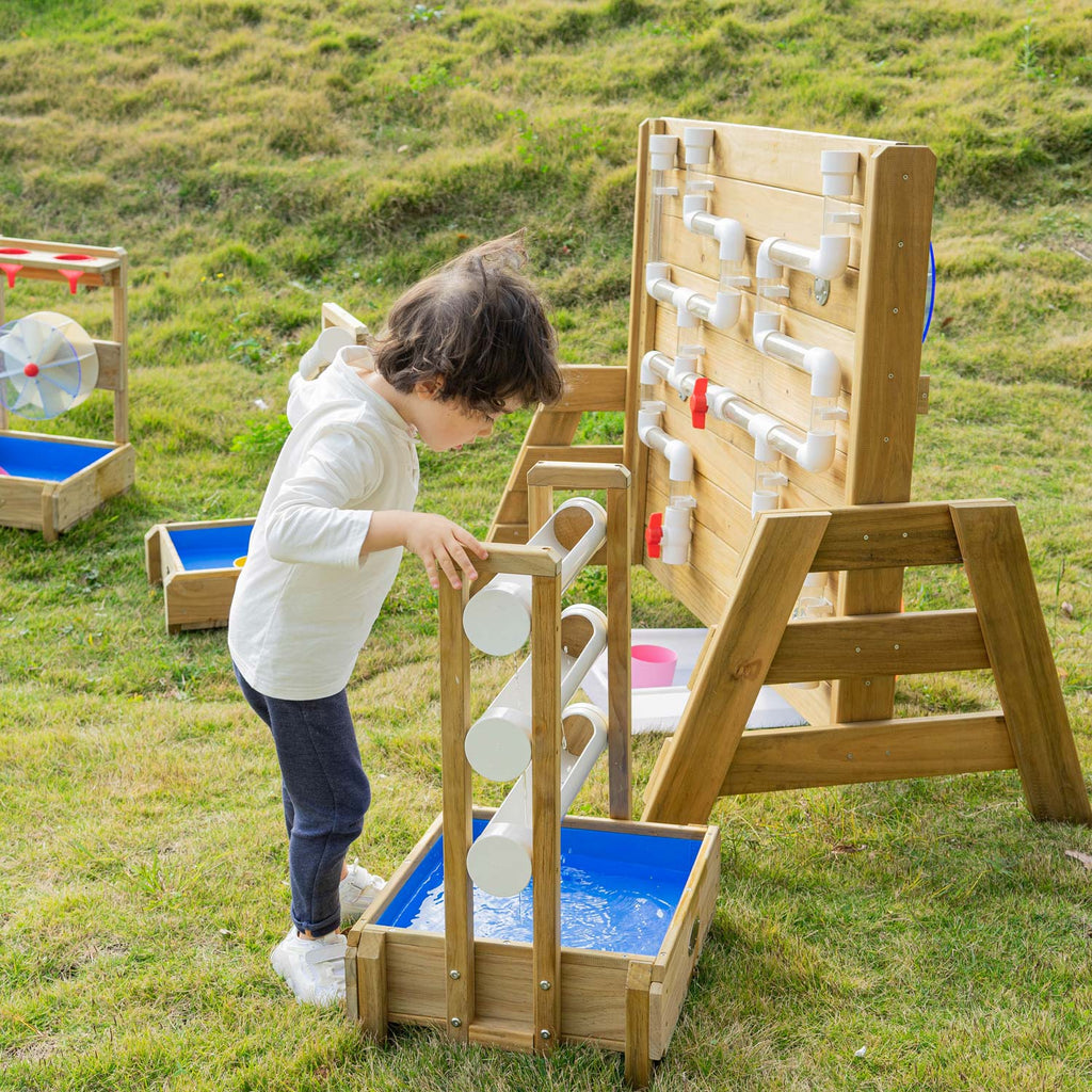 Klassischer Welt-Wasserspieltisch aus Holz mit Wasserfall
