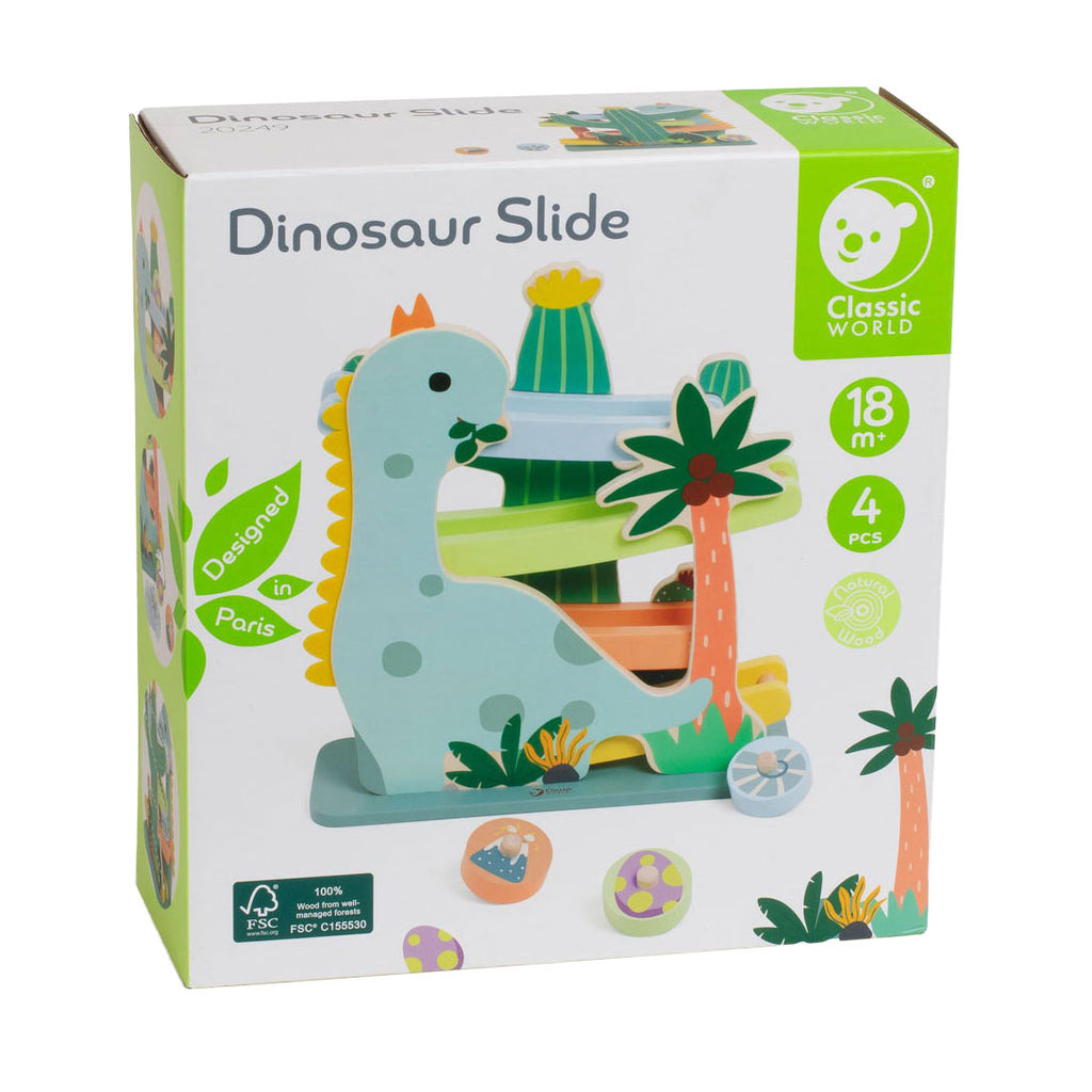 Classic World Holzkugelbahn Dinosaurier, 4-teilig.