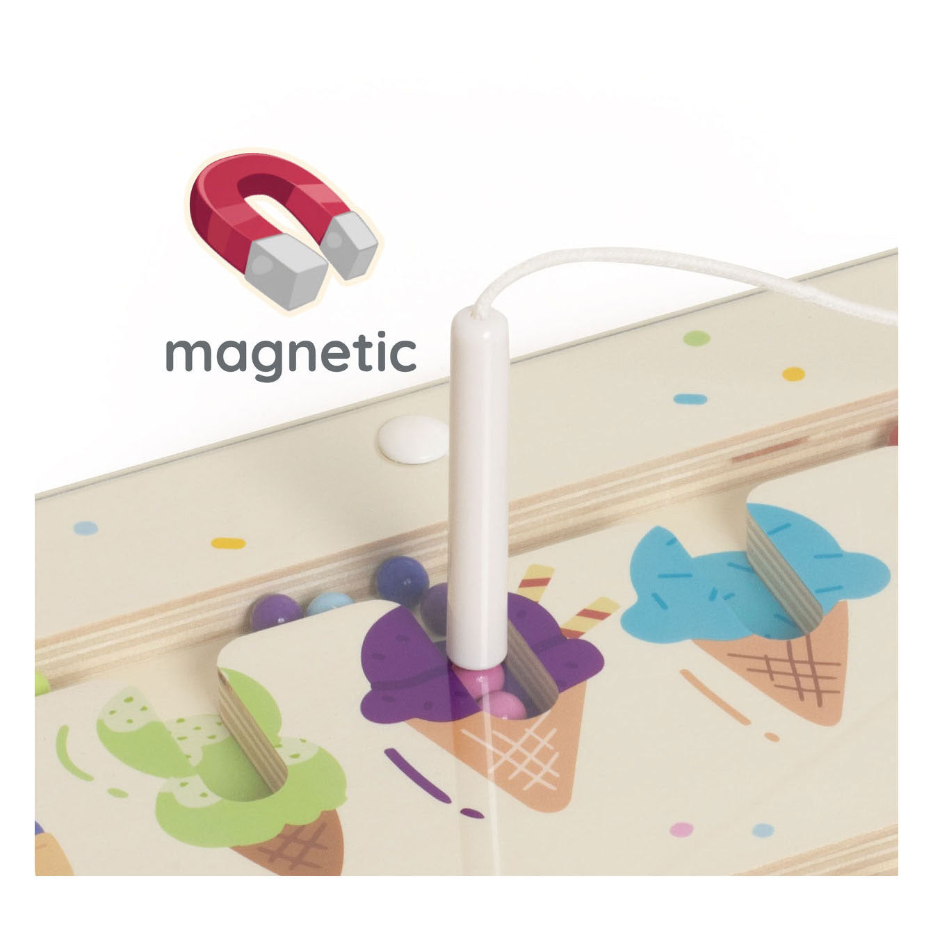 Klassisches Welt-Holz-Farbzuordnungsspiel, Eiscreme-Magnet
