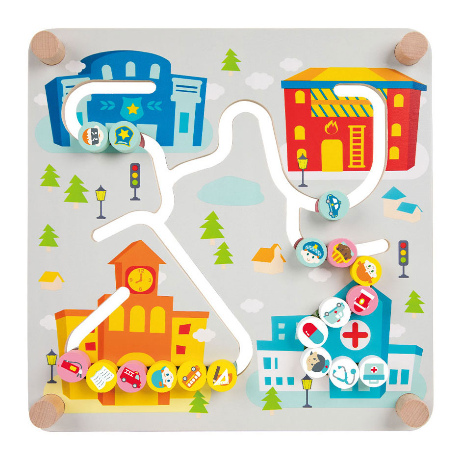 Klassisches Sortierspiel aus Holz: 2-in-1 Stadt- und Mülltrennung