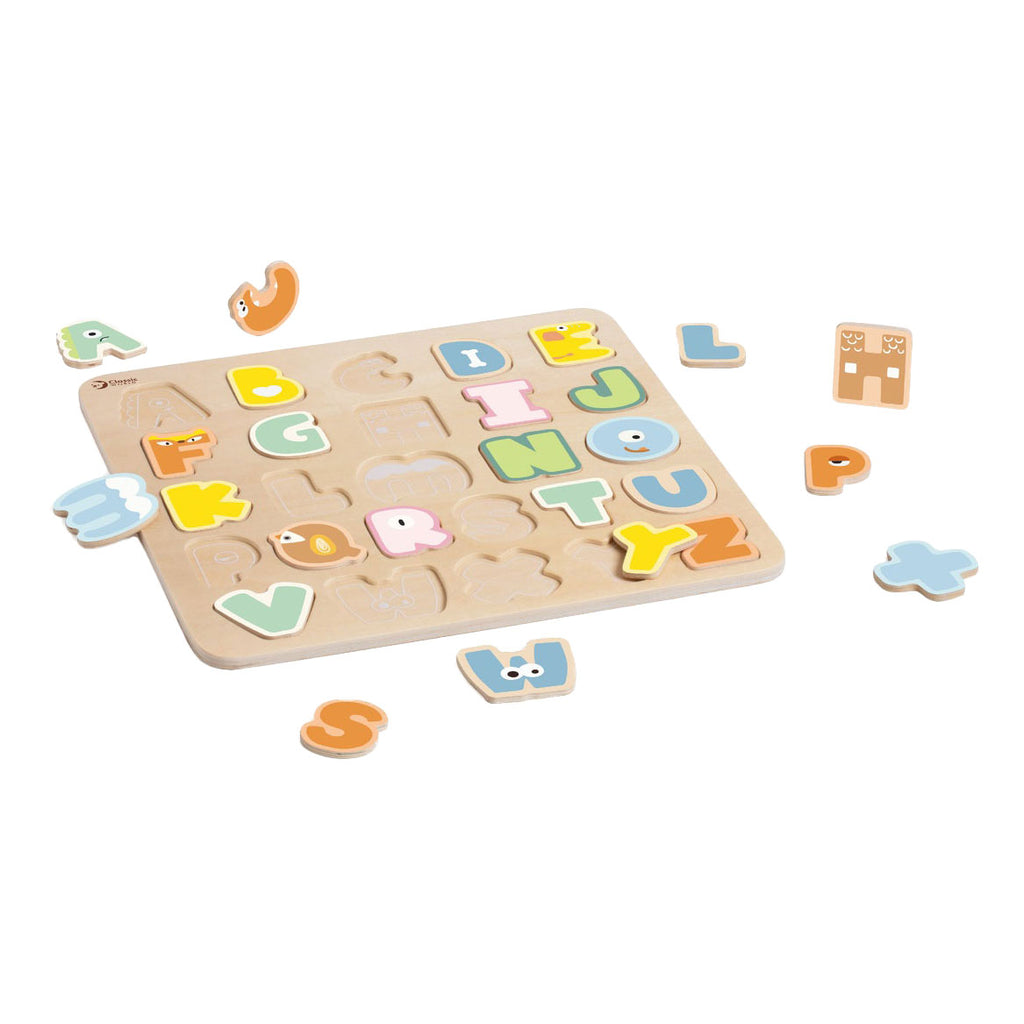 Klassisches Welt-Alphabetpuzzle aus Holz, 27 Teile.