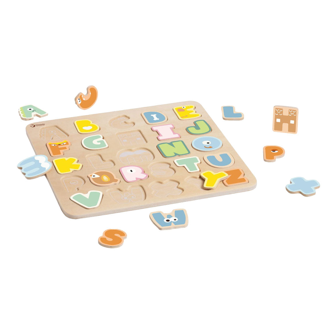 Klassisches Welt-Alphabetpuzzle aus Holz, 27 Teile.